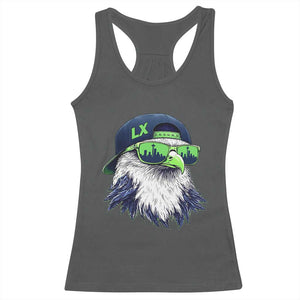 Vintage Hawk Graphic LX Cap Seattle Skyline Game Day Racerback Tank Top TS11 Dark Heather Print Your Wear