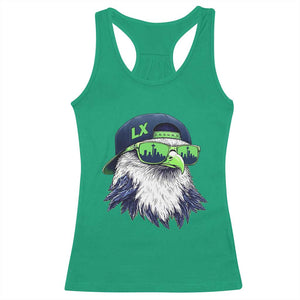 Vintage Hawk Graphic LX Cap Seattle Skyline Game Day Racerback Tank Top TS11 Irish Green Print Your Wear