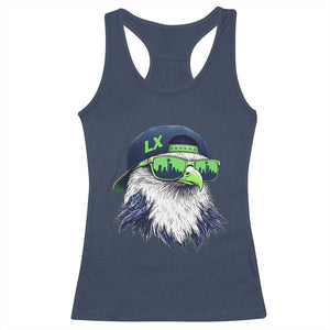 Vintage Hawk Graphic LX Cap Seattle Skyline Game Day Racerback Tank Top TS11 Navy Print Your Wear