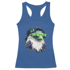 Vintage Hawk Graphic LX Cap Seattle Skyline Game Day Racerback Tank Top TS11 Royal Blue Print Your Wear
