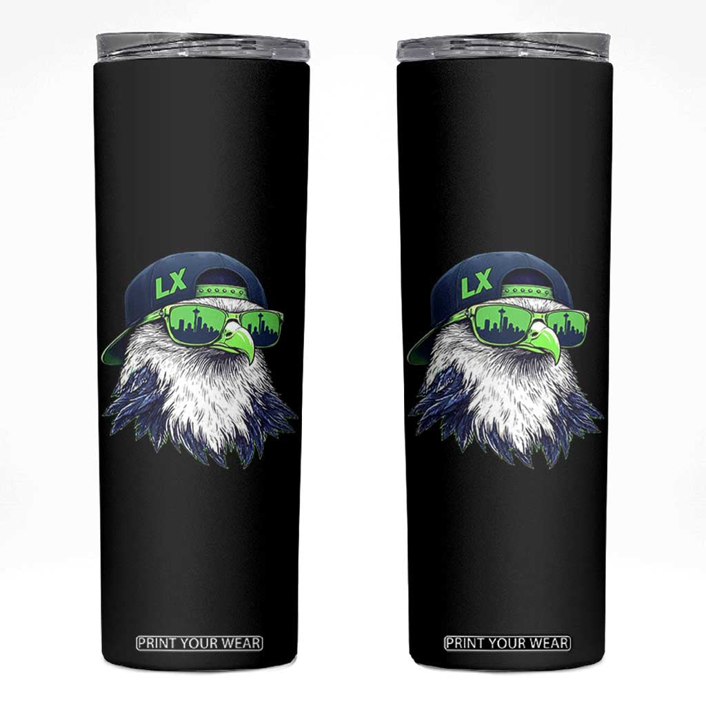 Vintage Hawk Graphic LX Cap Seattle Skyline Game Day Skinny Tumbler TS11 Black Print Your Wear