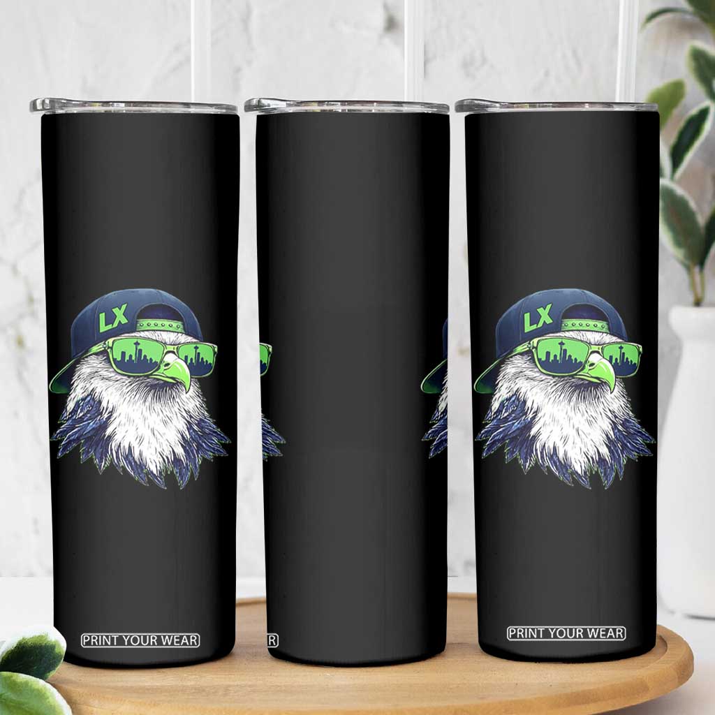 Vintage Hawk Graphic LX Cap Seattle Skyline Game Day Skinny Tumbler TS11 Print Your Wear