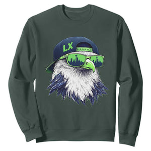 Vintage Hawk Graphic LX Cap Seattle Skyline Game Day Sweatshirt TS11 Dark Forest Green Print Your Wear
