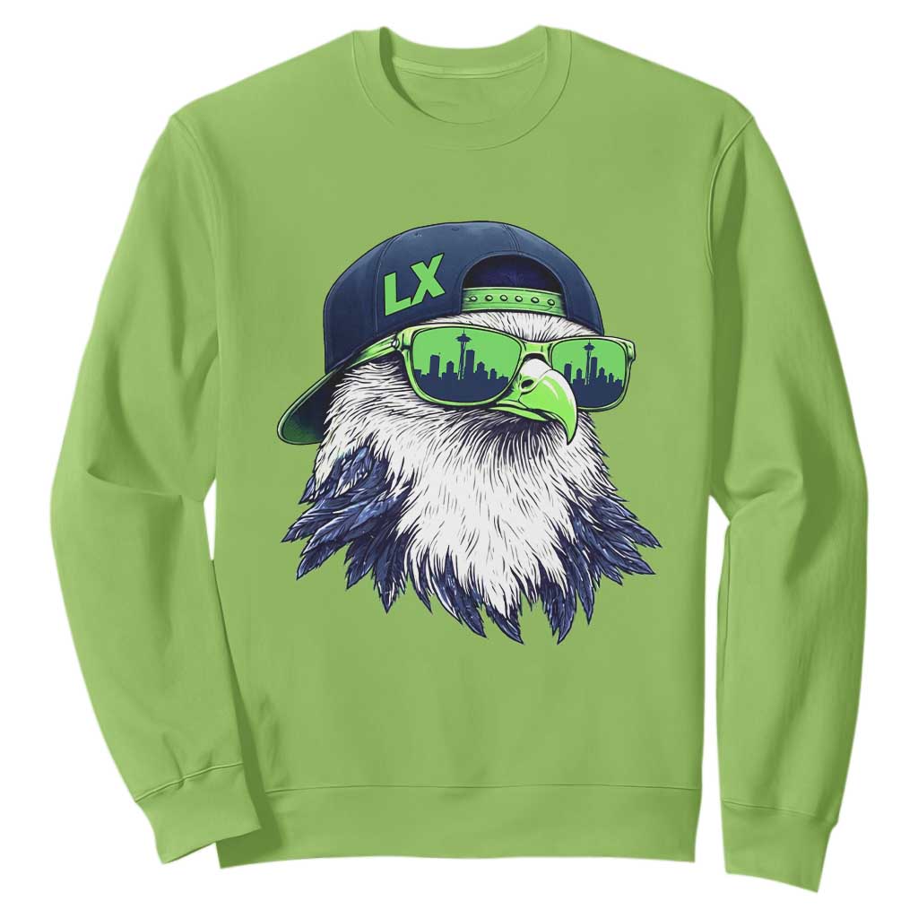 Vintage Hawk Graphic LX Cap Seattle Skyline Game Day Sweatshirt TS11 Lime Print Your Wear