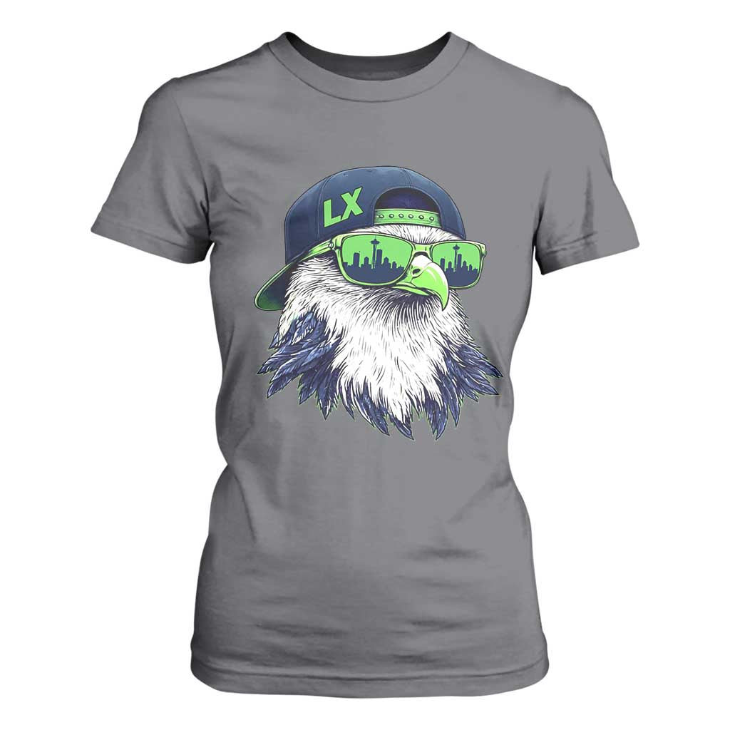 Vintage Hawk Graphic LX Cap Seattle Skyline Game Day T Shirt For Women TS11 Charcoal Print Your Wear