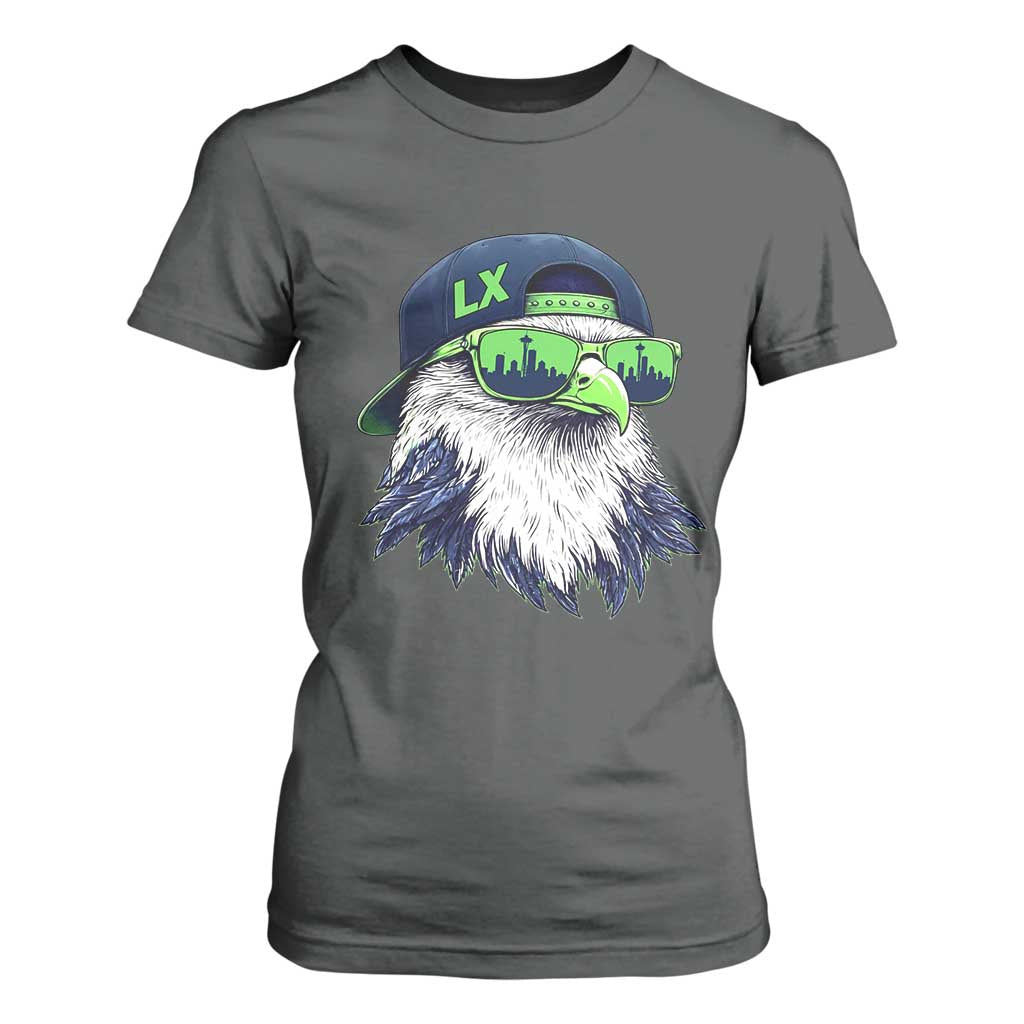 Vintage Hawk Graphic LX Cap Seattle Skyline Game Day T Shirt For Women TS11 Dark Heather Print Your Wear