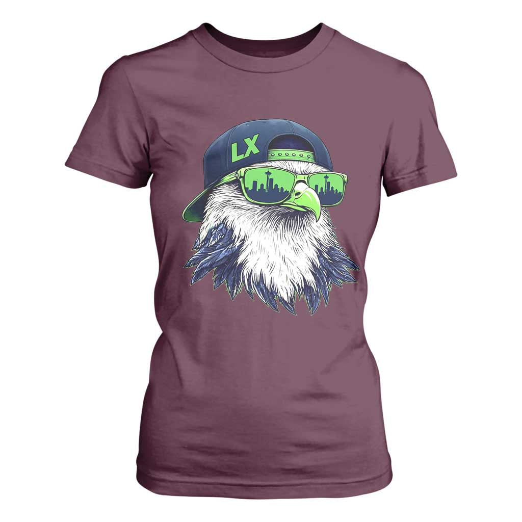 Vintage Hawk Graphic LX Cap Seattle Skyline Game Day T Shirt For Women TS11 Maroon Print Your Wear