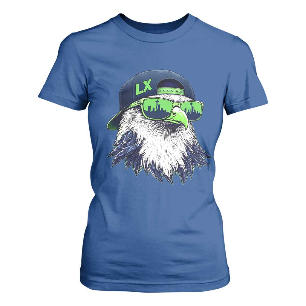Vintage Hawk Graphic LX Cap Seattle Skyline Game Day T Shirt For Women TS11 Royal Blue Print Your Wear