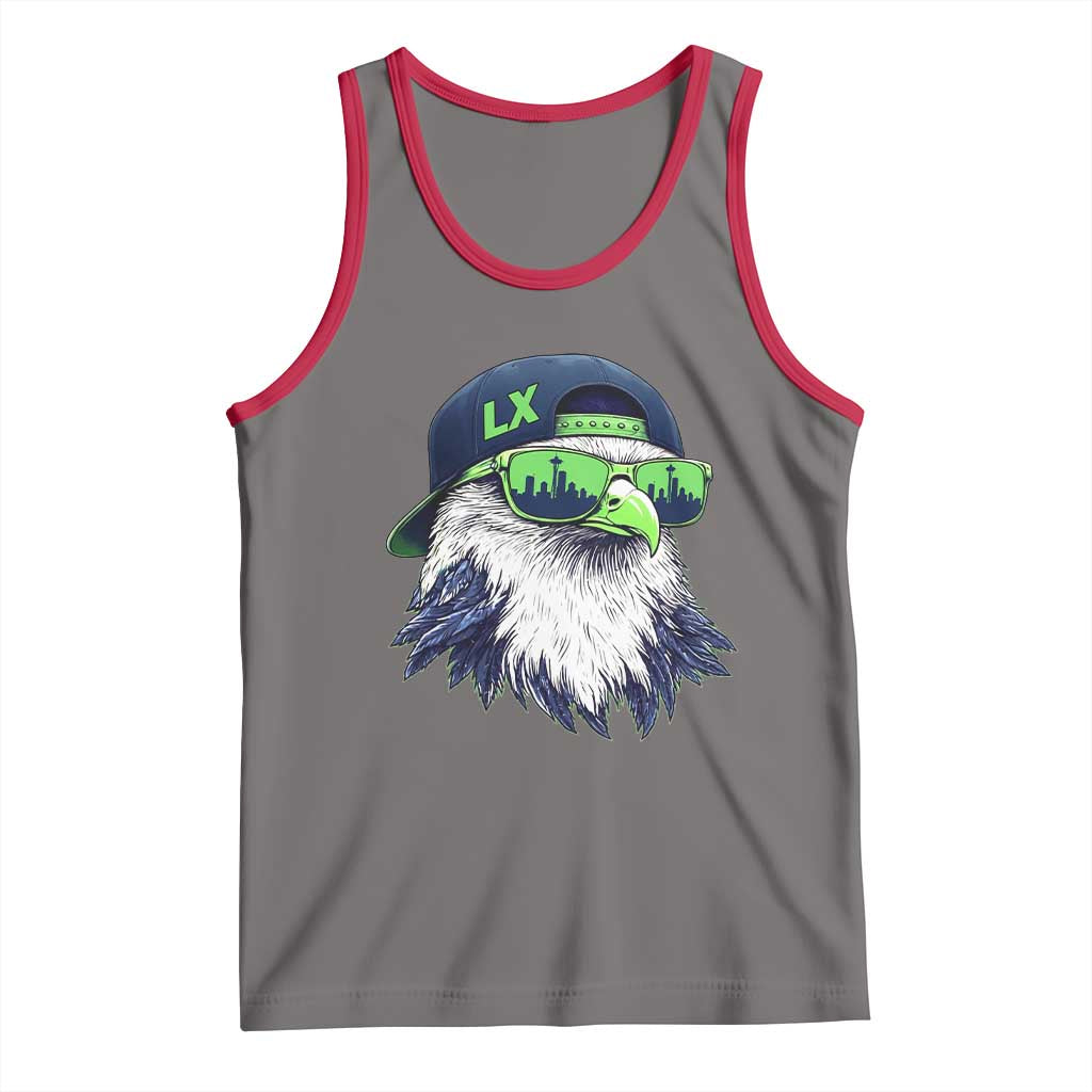 Vintage Hawk Graphic LX Cap Seattle Skyline Game Day Tank Top TS11 Deep Heather Red Print Your Wear