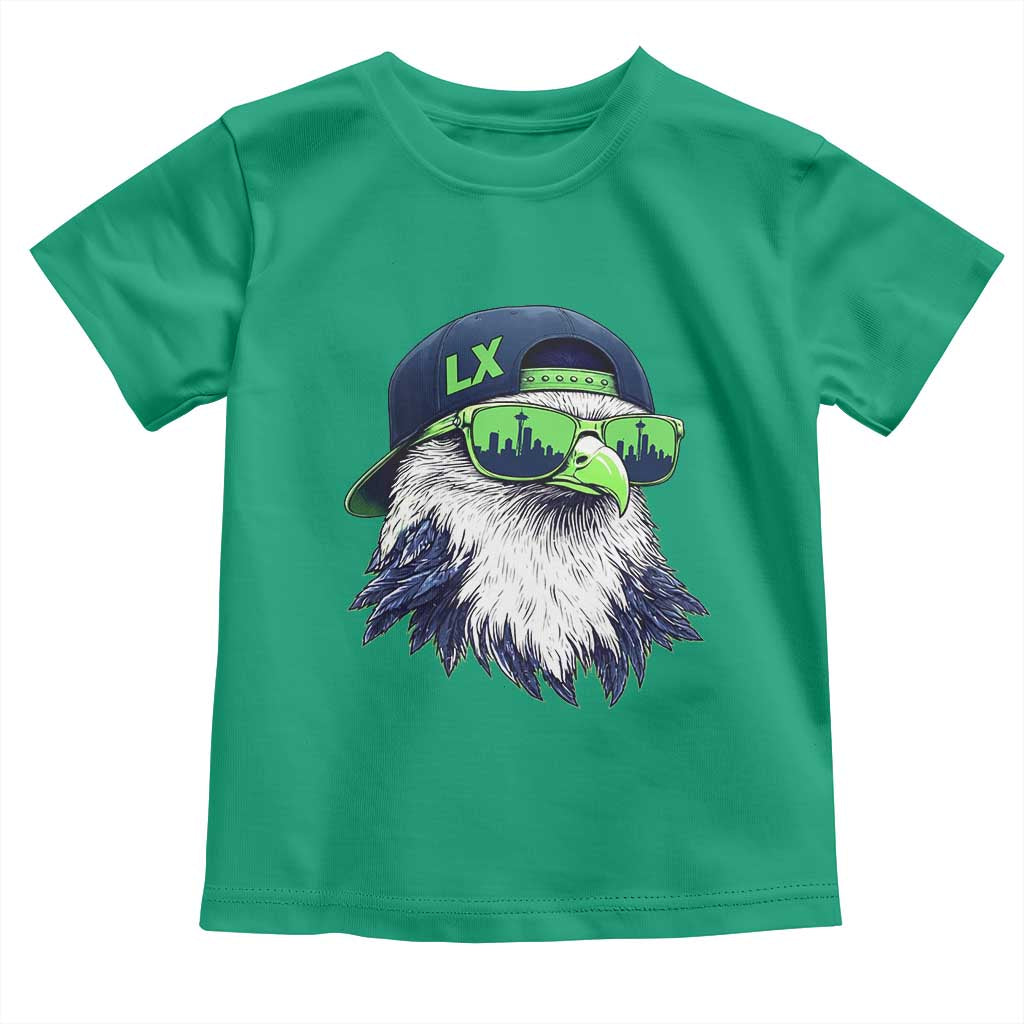 Vintage Hawk Graphic LX Cap Seattle Skyline Game Day Toddler T Shirt TS11 Irish Green Print Your Wear