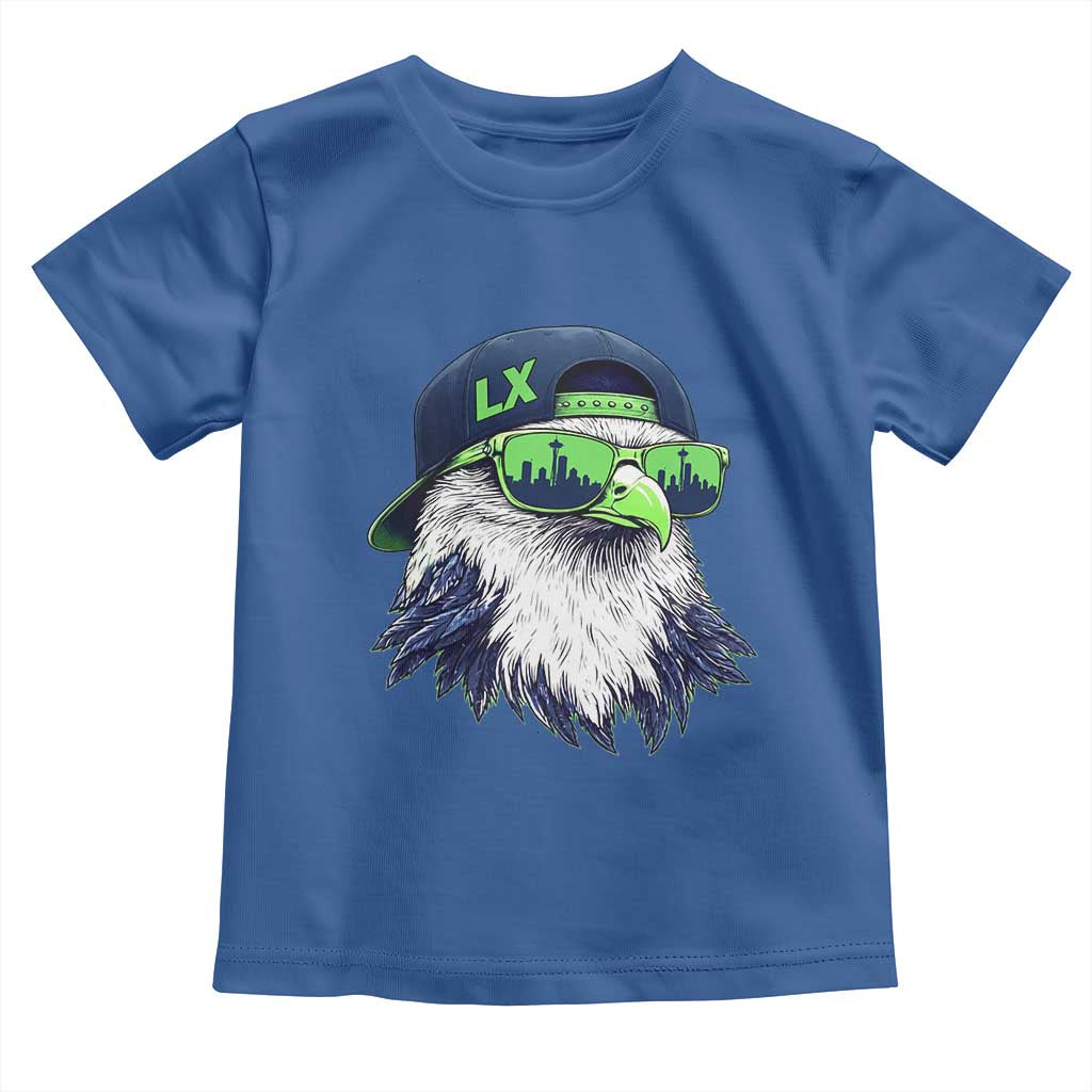 Vintage Hawk Graphic LX Cap Seattle Skyline Game Day Toddler T Shirt TS11 Royal Blue Print Your Wear