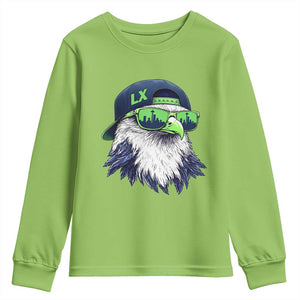 Vintage Hawk Graphic LX Cap Seattle Skyline Game Day Youth Sweatshirt TS11 Lime Print Your Wear