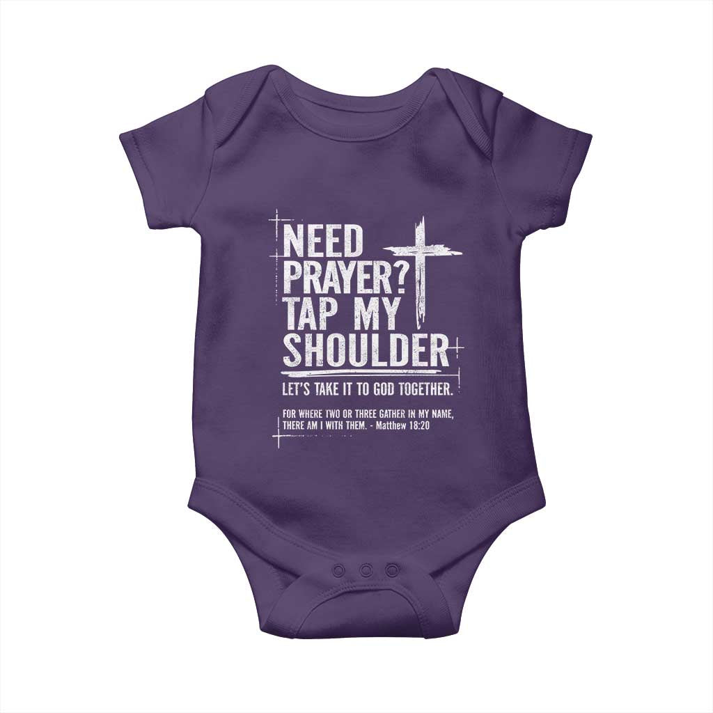 Need Prayer Tap My Shoulder Bible Verse Christian Baby Onesie TS11 Purple Print Your Wear