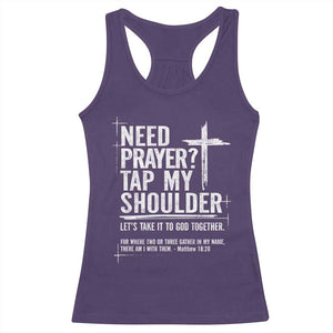 Need Prayer Tap My Shoulder Bible Verse Christian Racerback Tank Top TS11 Purple Print Your Wear