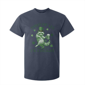 Funny St Patricks Day Raccoon T Shirt For Kid First Of All I Am A Delight Trash Panda Drinking Beer TS11 Navy Print Your Wear