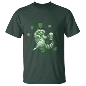 Funny St Patricks Day Raccoon T Shirt First Of All I Am A Delight Trash Panda Drinking Beer TS11 Dark Forest Green Print Your Wear