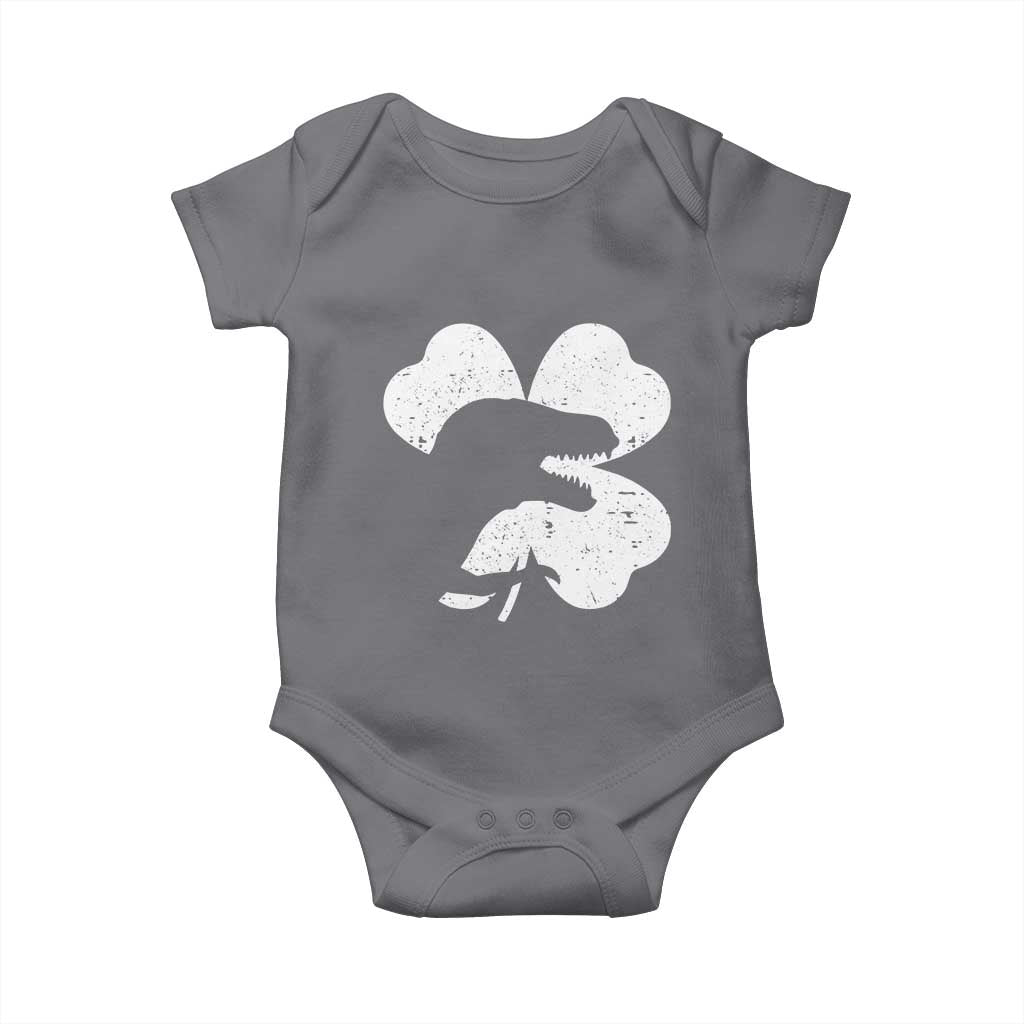 Funny St Patricks Day Dinosaur Shamrock Baby Onesie TS11 Charcoal Print Your Wear