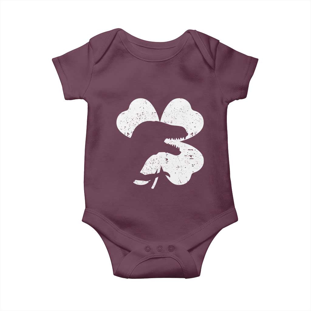 Funny St Patricks Day Dinosaur Shamrock Baby Onesie TS11 Maroon Print Your Wear