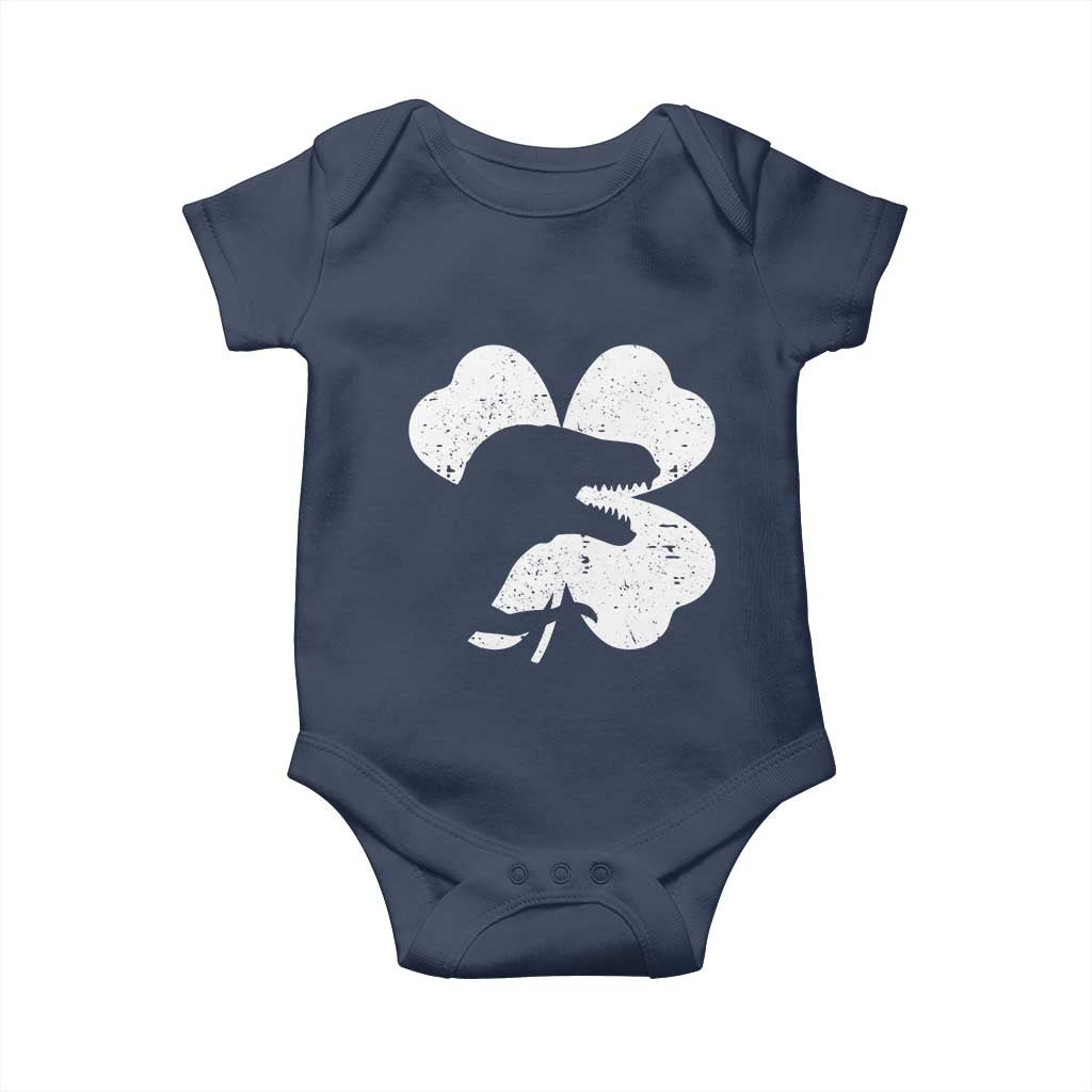Funny St Patricks Day Dinosaur Shamrock Baby Onesie TS11 Navy Print Your Wear