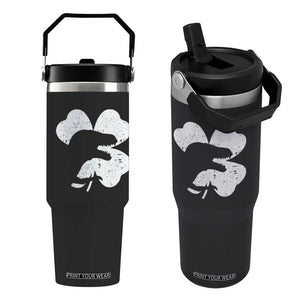 Funny St Patricks Day Dinosaur Shamrock Flip Straw Tumbler TS11 One Size: 30 oz Black Print Your Wear