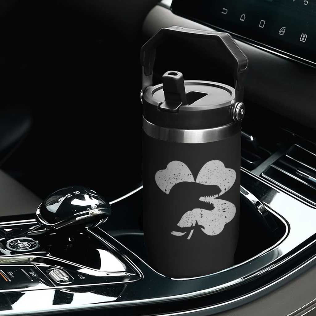 Funny St Patricks Day Dinosaur Shamrock Flip Straw Tumbler TS11 Print Your Wear