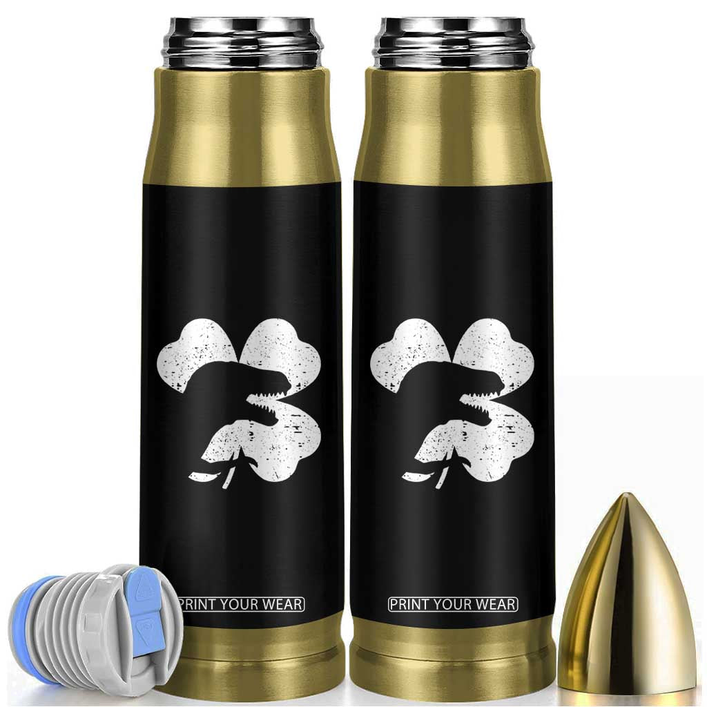 Funny St Patricks Day Dinosaur Shamrock Bullet Tumbler TS11 Black Print Your Wear