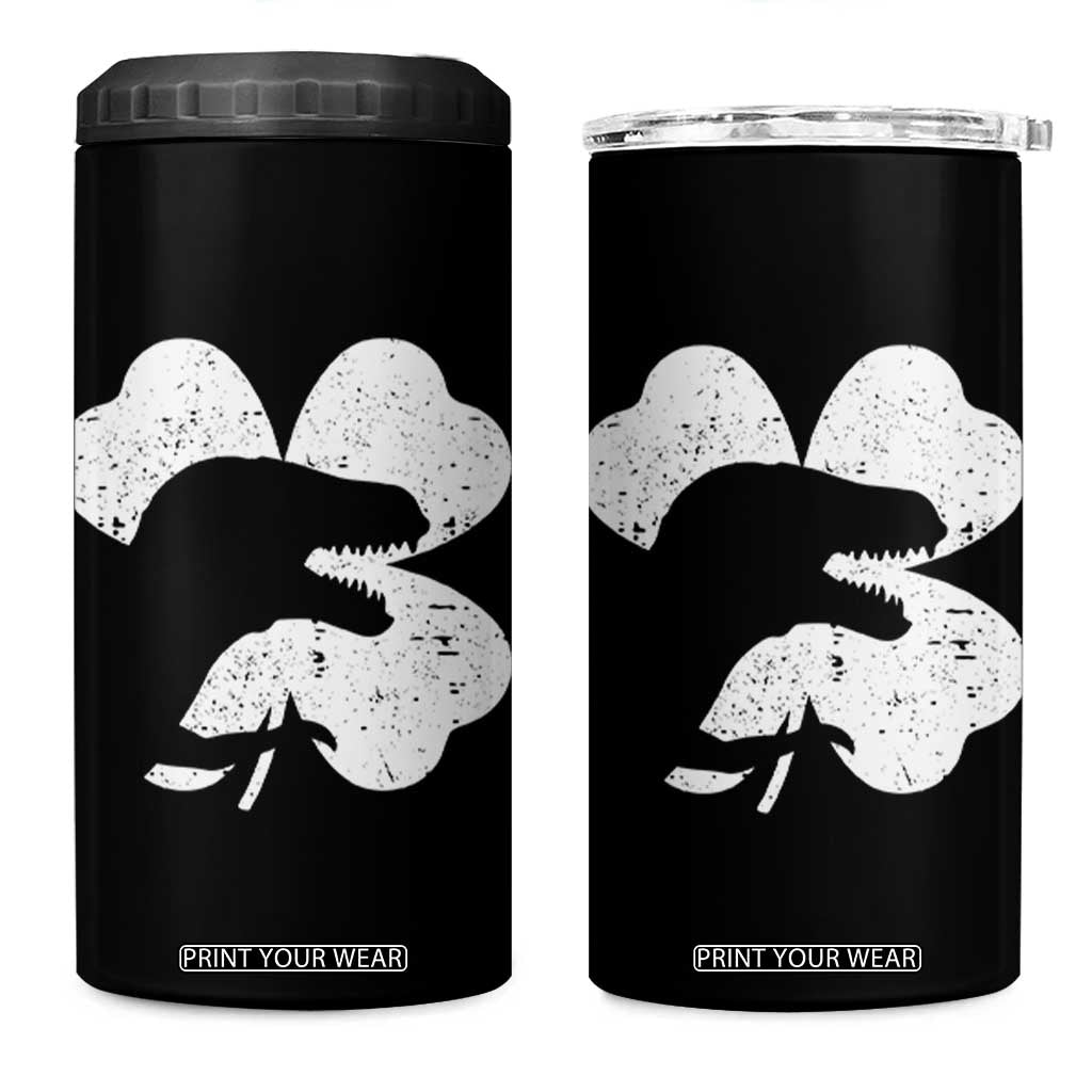 Funny St Patricks Day Dinosaur Shamrock 4 in 1 Can Cooler Tumbler TS11 One Size: 16 oz Black Print Your Wear