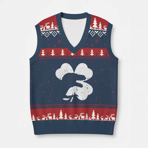 Funny St Patricks Day Dinosaur Shamrock V-Neck Knit Sweater Vest TS11 Navy Red Print Your Wear