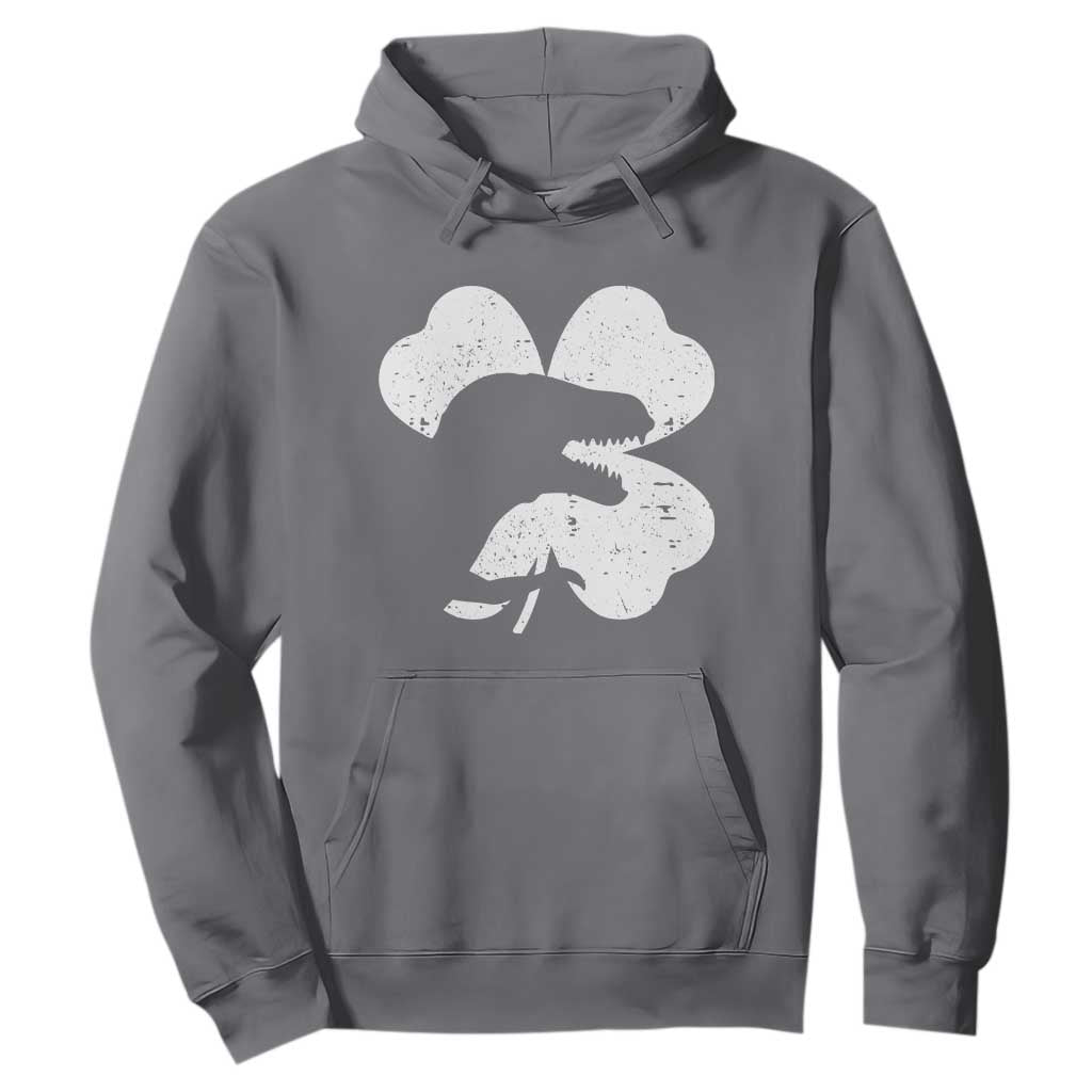 Funny St Patricks Day Dinosaur Shamrock Hoodie TS11 Charcoal Print Your Wear