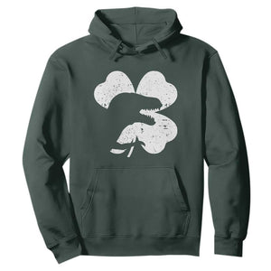 Funny St Patricks Day Dinosaur Shamrock Hoodie TS11 Dark Forest Green Print Your Wear
