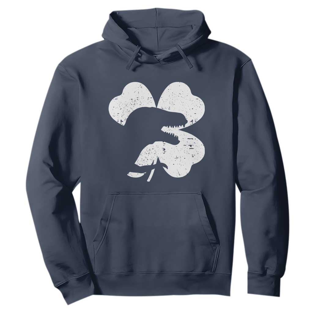 Funny St Patricks Day Dinosaur Shamrock Hoodie TS11 Navy Print Your Wear