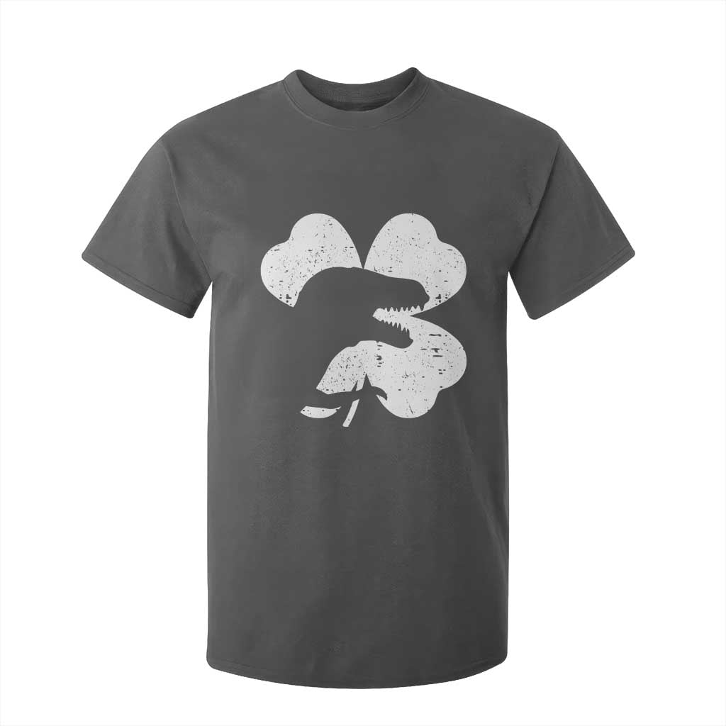 Funny St Patricks Day Dinosaur Shamrock T Shirt For Kid TS11 Dark Heather Print Your Wear