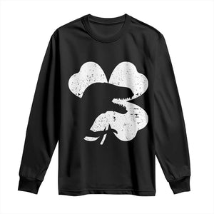 Funny St Patricks Day Dinosaur Shamrock Long Sleeve Shirt TS11 Black Print Your Wear