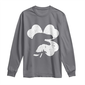 Funny St Patricks Day Dinosaur Shamrock Long Sleeve Shirt TS11 Charcoal Print Your Wear