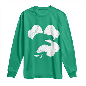 Funny St Patricks Day Dinosaur Shamrock Long Sleeve Shirt TS11 Irish Green Print Your Wear