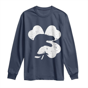 Funny St Patricks Day Dinosaur Shamrock Long Sleeve Shirt TS11 Navy Print Your Wear