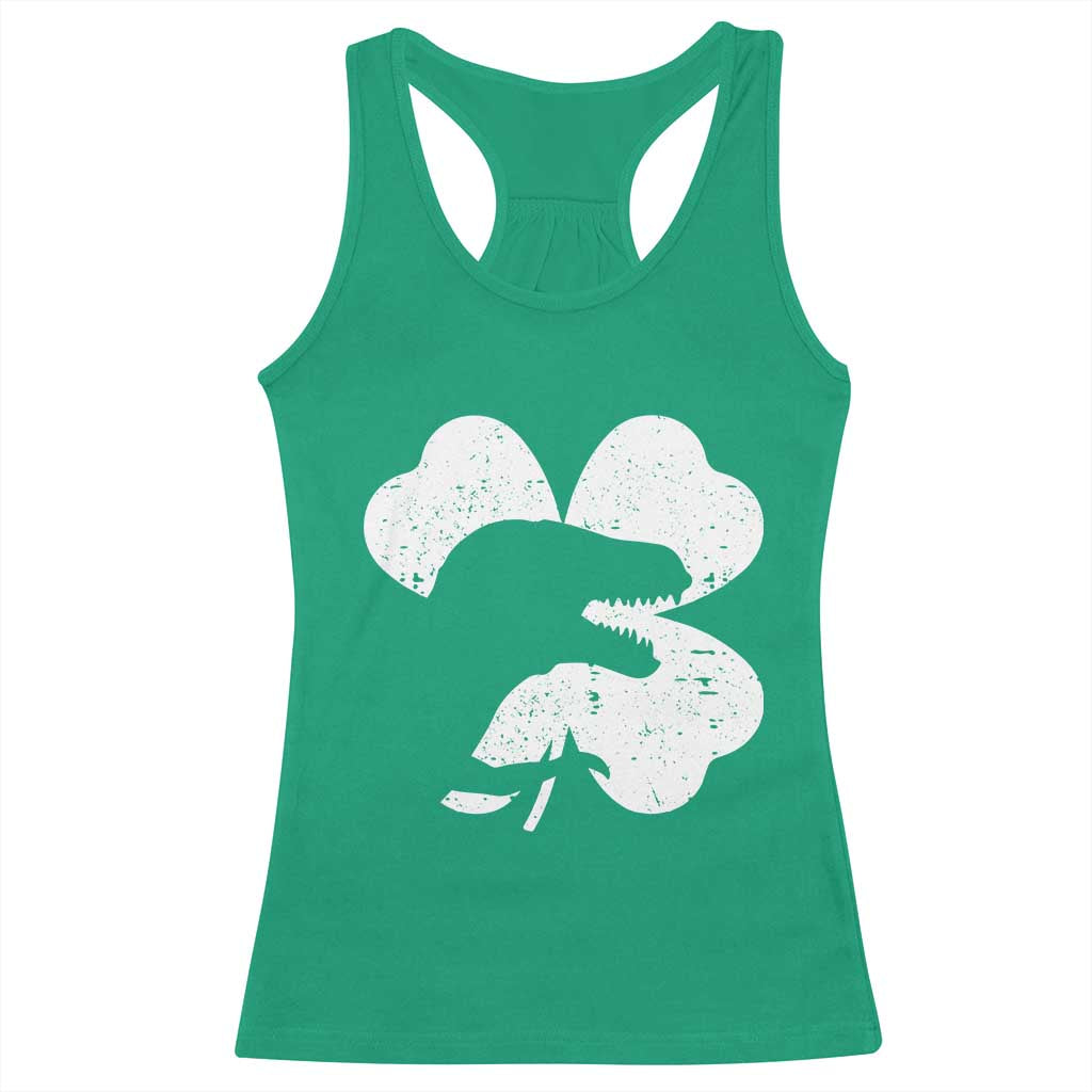 Funny St Patricks Day Dinosaur Shamrock Racerback Tank Top TS11 Irish Green Print Your Wear