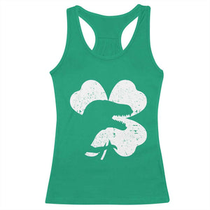 Funny St Patricks Day Dinosaur Shamrock Racerback Tank Top TS11 Irish Green Print Your Wear