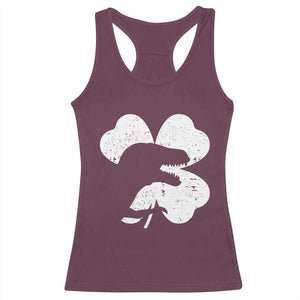Funny St Patricks Day Dinosaur Shamrock Racerback Tank Top TS11 Maroon Print Your Wear