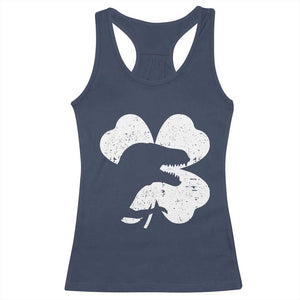 Funny St Patricks Day Dinosaur Shamrock Racerback Tank Top TS11 Navy Print Your Wear