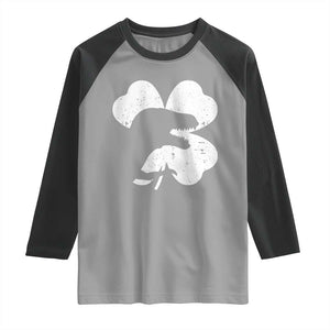 Funny St Patricks Day Dinosaur Shamrock Raglan Shirt TS11 Sport Gray Black Print Your Wear