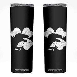 Funny St Patricks Day Dinosaur Shamrock Skinny Tumbler TS11 Black Print Your Wear