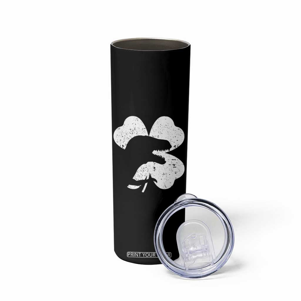 Funny St Patricks Day Dinosaur Shamrock Skinny Tumbler TS11 Print Your Wear
