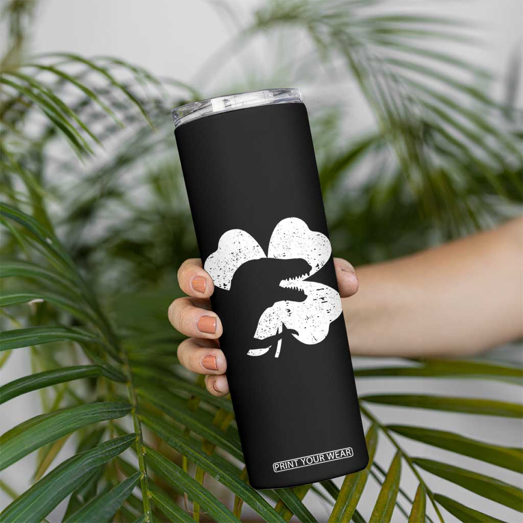 Funny St Patricks Day Dinosaur Shamrock Skinny Tumbler TS11 Print Your Wear