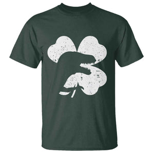 Funny St Patricks Day Dinosaur Shamrock T Shirt TS11 Dark Forest Green Print Your Wear