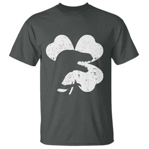 Funny St Patricks Day Dinosaur Shamrock T Shirt TS11 Dark Heather Print Your Wear