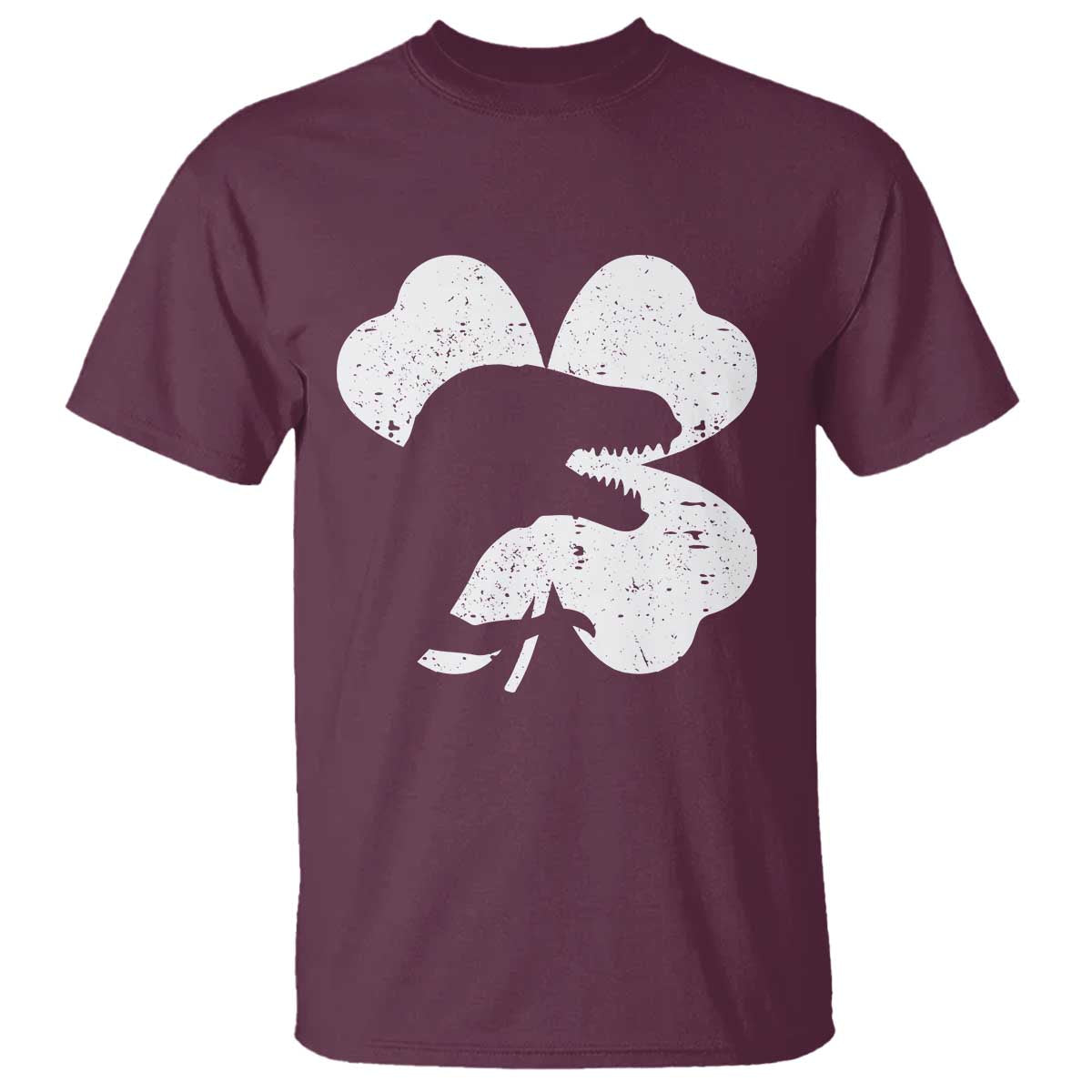 Funny St Patricks Day Dinosaur Shamrock T Shirt TS11 Maroon Print Your Wear