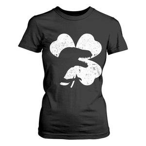 Funny St Patricks Day Dinosaur Shamrock T Shirt For Women TS11 Black Print Your Wear