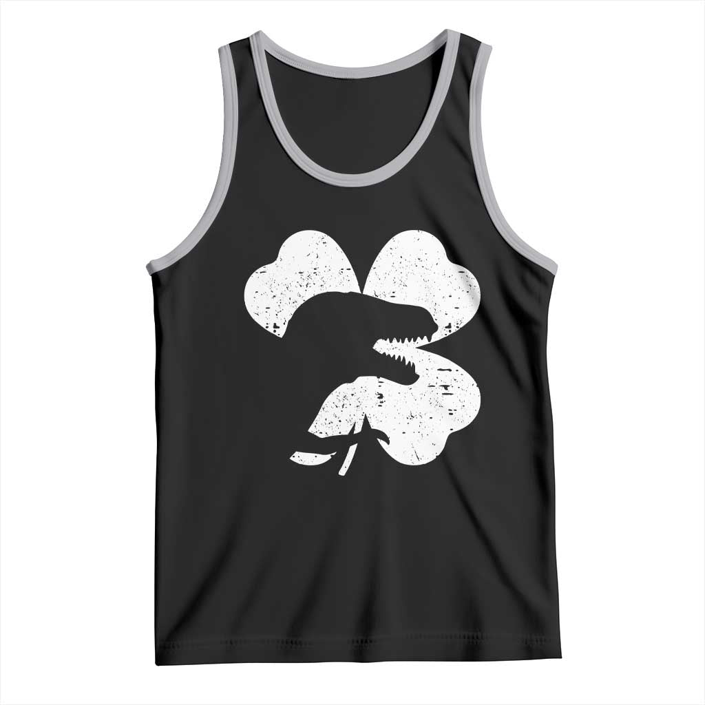 Funny St Patricks Day Dinosaur Shamrock Tank Top TS11 Black Athletic Heather Print Your Wear