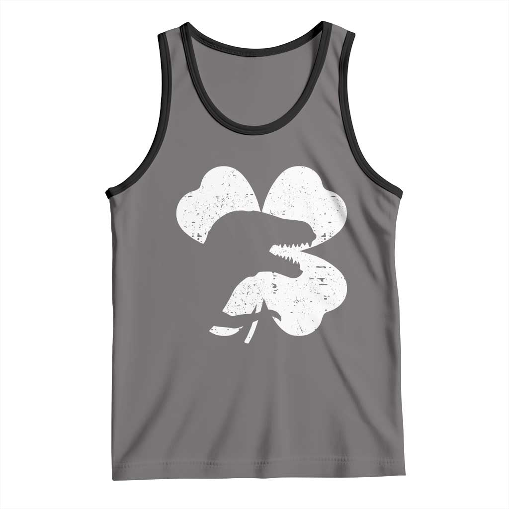 Funny St Patricks Day Dinosaur Shamrock Tank Top TS11 Deep Heather Black Print Your Wear